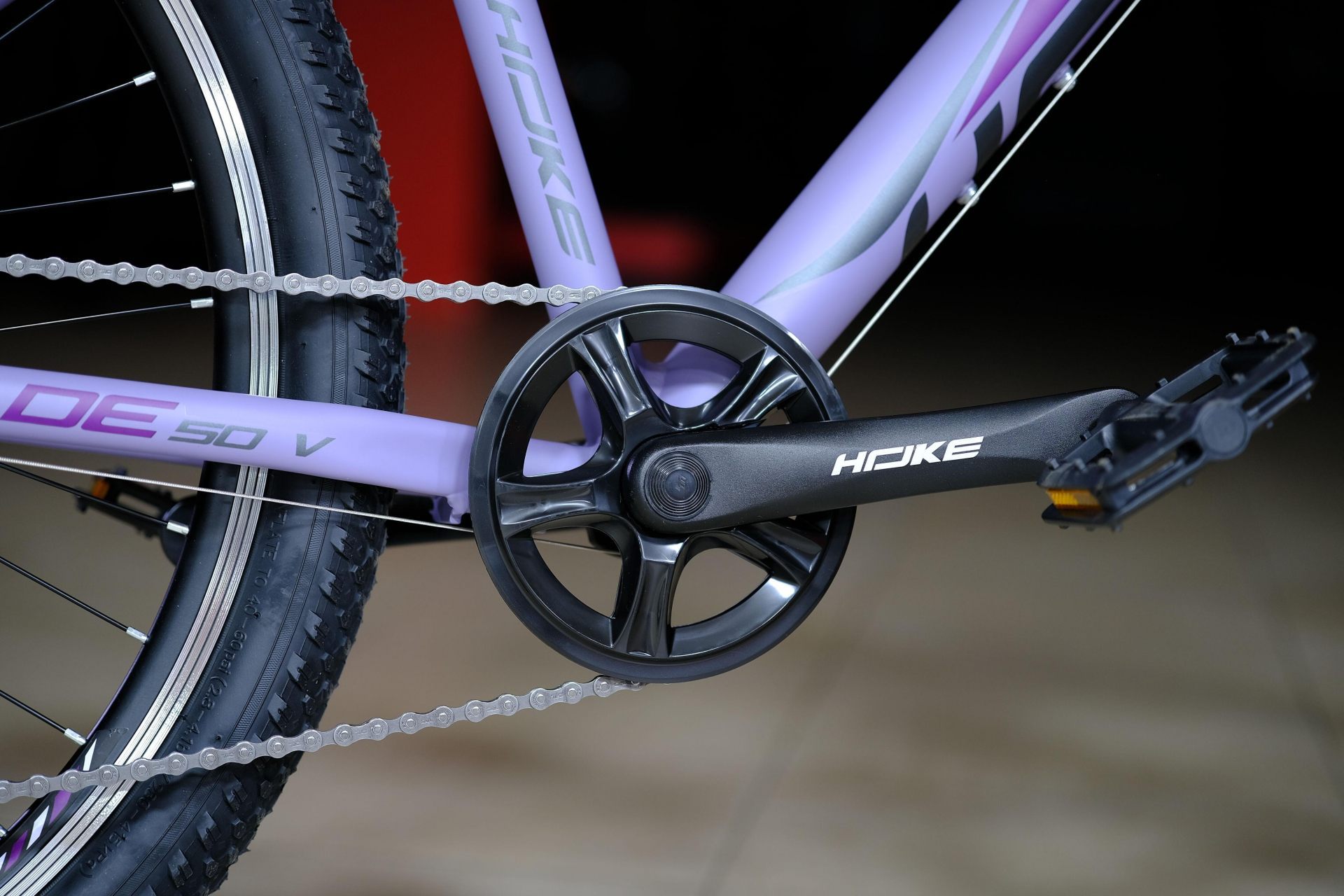 Система (шатун) алюминий 36T под квадрат HOKE Jade 50 V матовый фиолетовый-серый 15