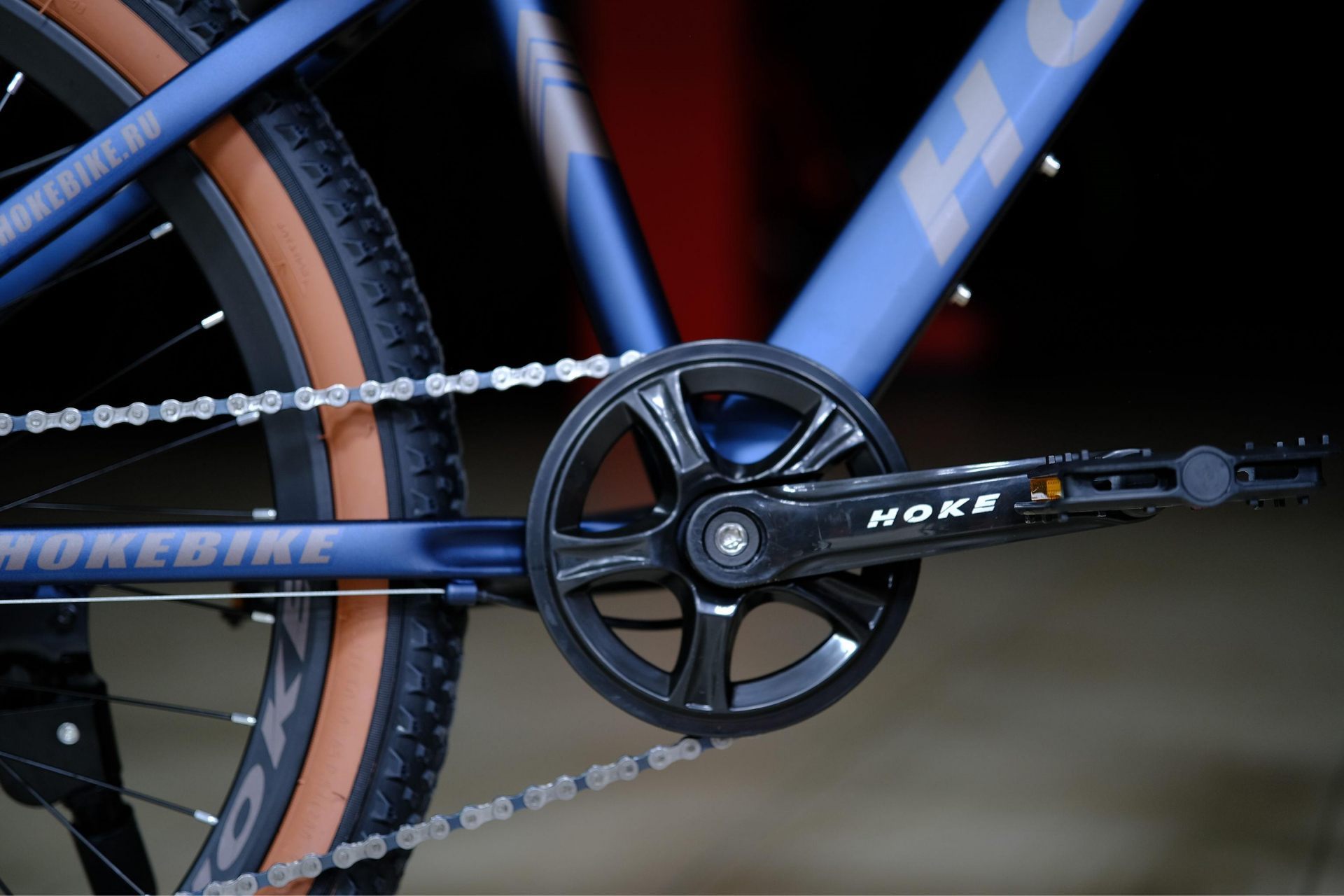 Система (шатун) сталь 36T HOKE ONE WAY 24 матовый синий-коричневый