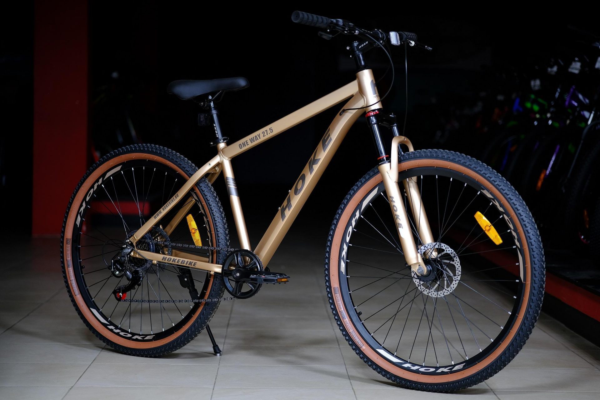 Обод 27.5 ALLOY двойной усиленный высокий, втулки стальные на промподшипниках HOKE ONE WAY 27,5 матовый коричневый