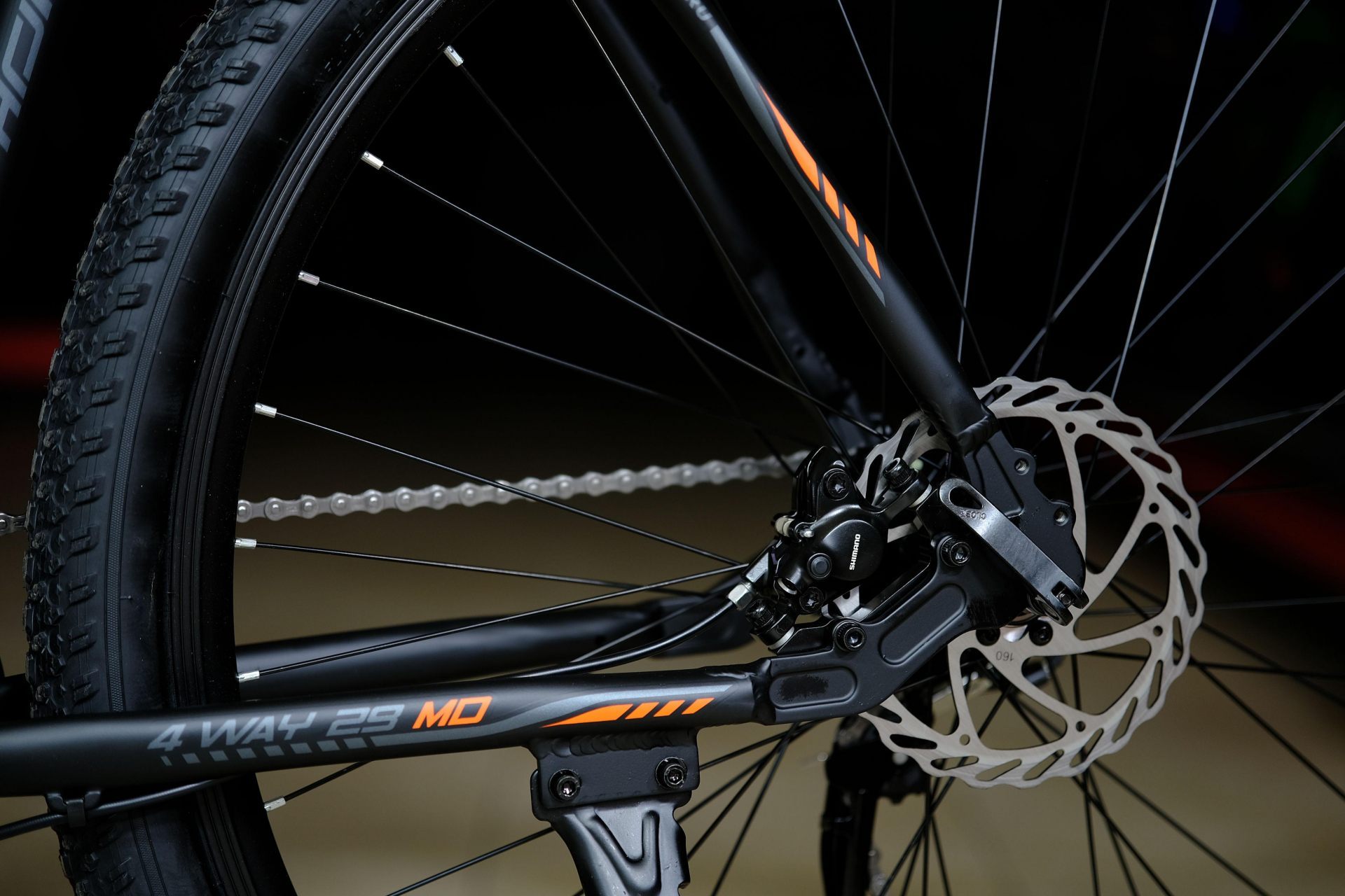 Тормоз дисковый гидравлический Shimano MT200 160мм HOKE 4 Way 29 HD матовый чёрный-оранжевый 21