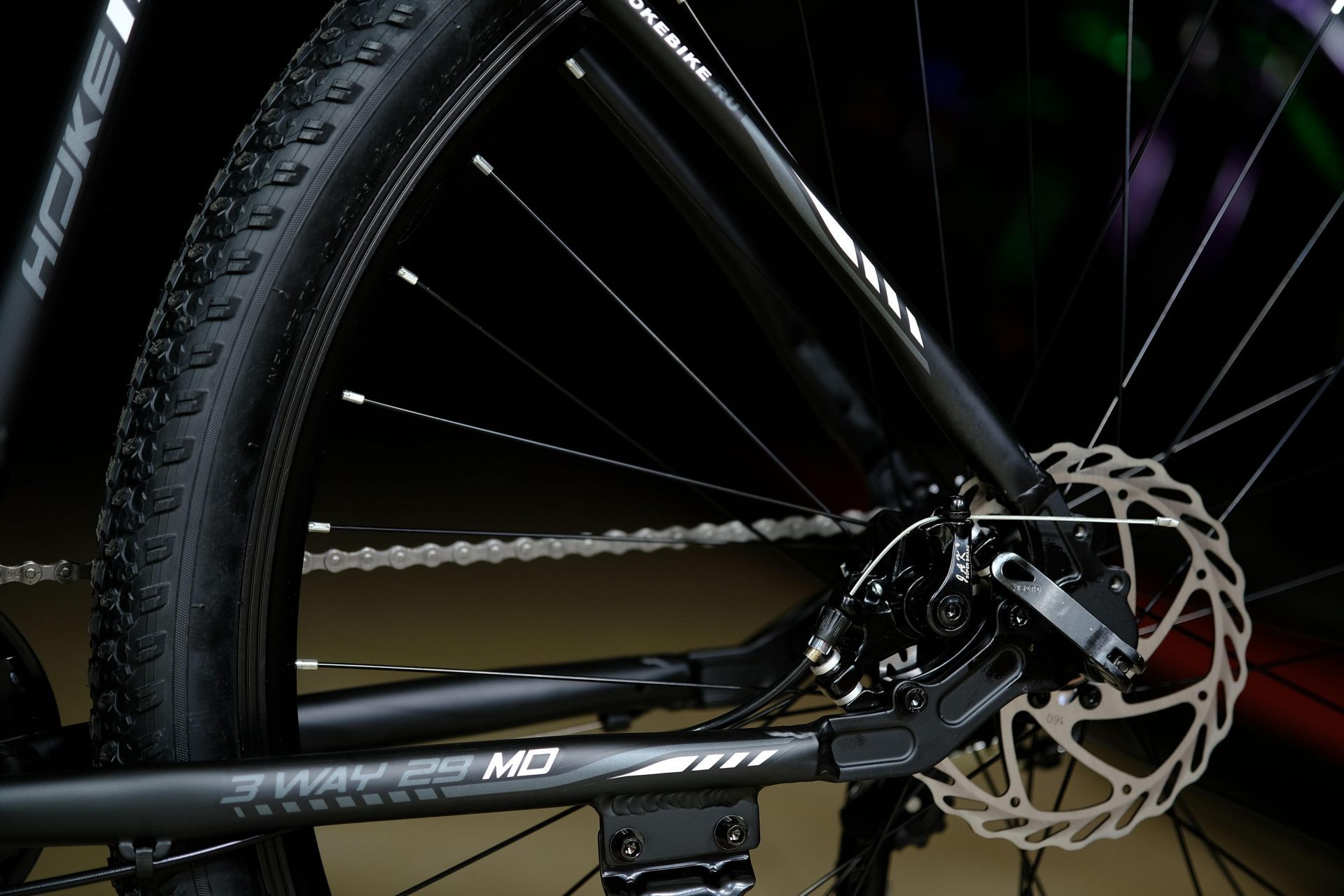 Тормоз дисковый механический JAK  HOKE 3 Way 29 MD матовый чёрный-белый 19